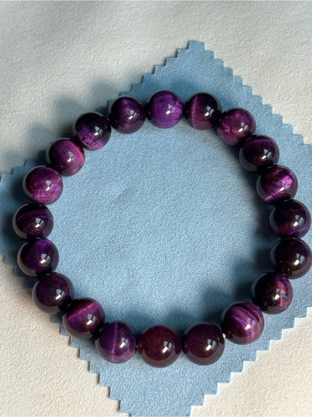 10mm Purple Tiger Eye Beaded Stretch Bracelet